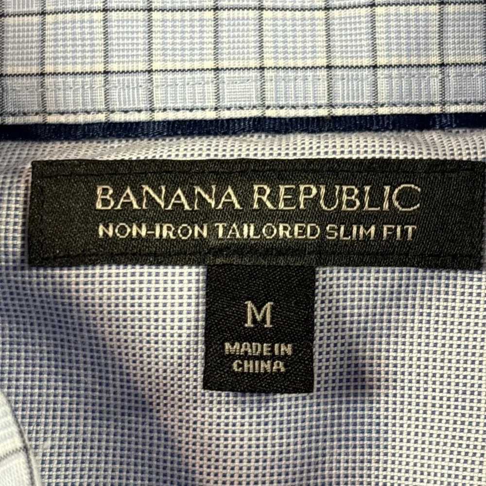 Banana Republic Non Iron Slim‎ Fit Plaid Button Down Shirt Mens Medium